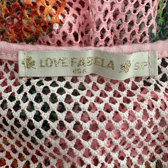 Love Fabela USA pink  pineapple mesh, long Beach cover-up tunic SZ S - Picture 5 of 7